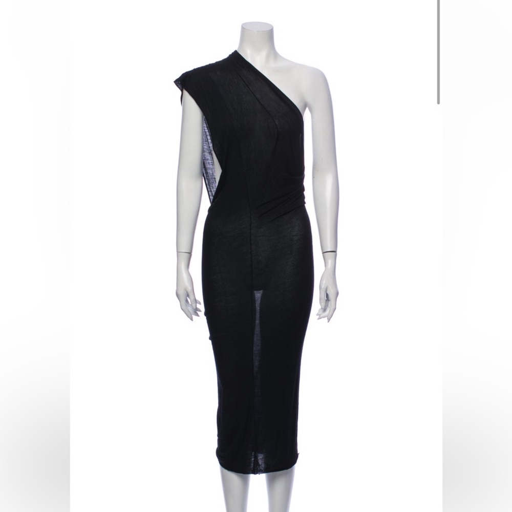 Rick Owens Black One-Shoulder Backless Dress